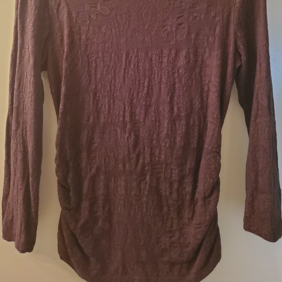 Rafaella Turtleneck Top,  3/4 sleeves, Brown M - Picture 2 of 9